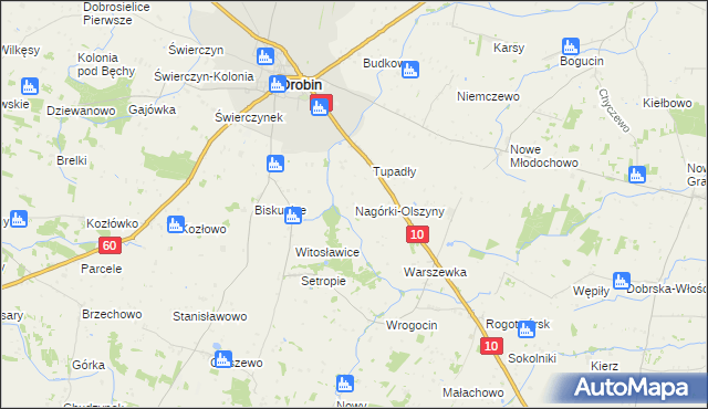 mapa Nagórki-Olszyny, Nagórki-Olszyny na mapie Targeo