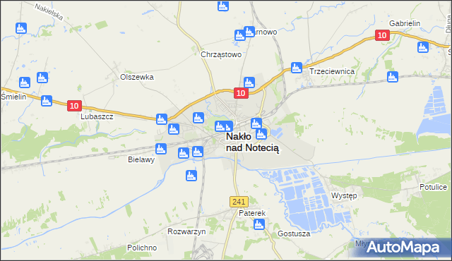 mapa Nakło nad Notecią, Nakło nad Notecią na mapie Targeo