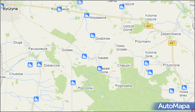 mapa Nasale gmina Byczyna, Nasale gmina Byczyna na mapie Targeo