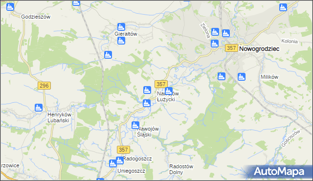 mapa Nawojów Łużycki, Nawojów Łużycki na mapie Targeo