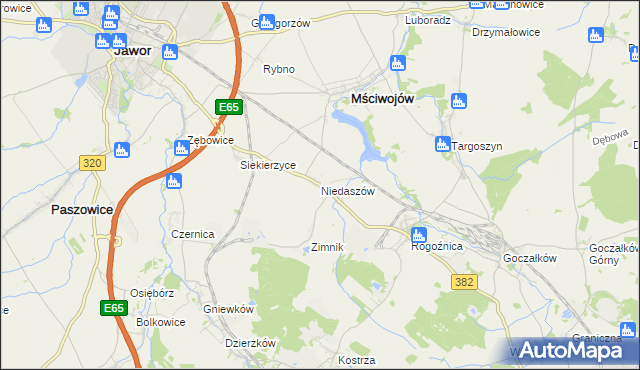 mapa Niedaszów, Niedaszów na mapie Targeo
