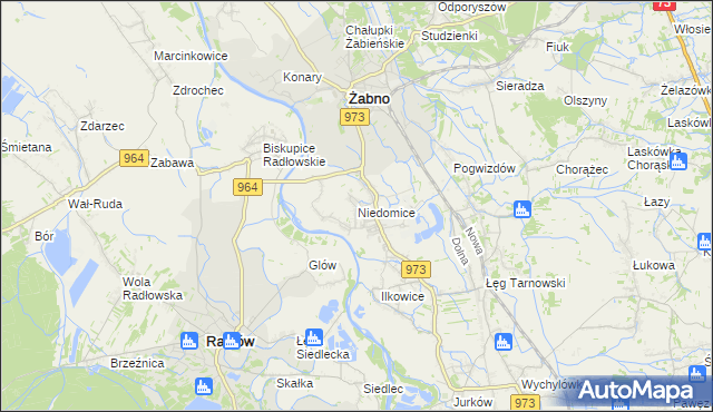 mapa Niedomice, Niedomice na mapie Targeo