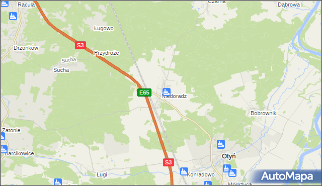 mapa Niedoradz, Niedoradz na mapie Targeo