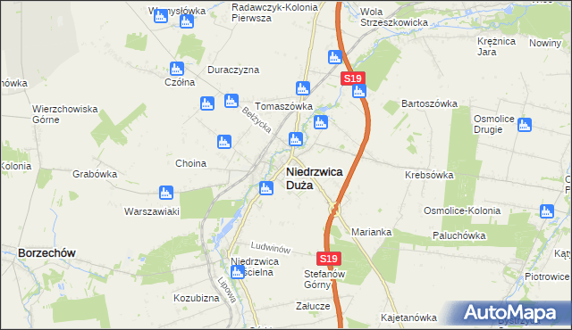 mapa Niedrzwica Duża, Niedrzwica Duża na mapie Targeo