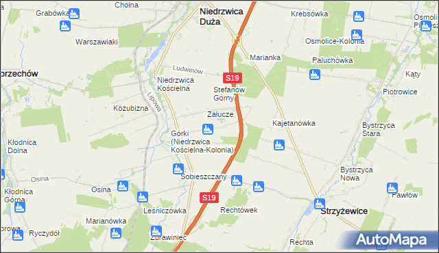 mapa Niedrzwica Kościelna-Kolonia, Niedrzwica Kościelna-Kolonia na mapie Targeo