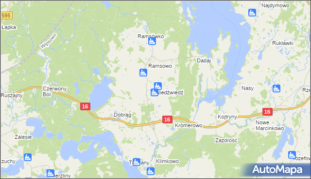 mapa Niedźwiedź gmina Barczewo, Niedźwiedź gmina Barczewo na mapie Targeo