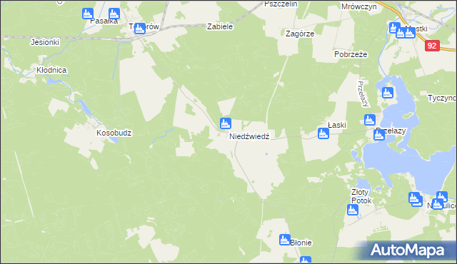 mapa Niedźwiedź gmina Łagów, Niedźwiedź gmina Łagów na mapie Targeo