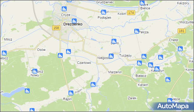 mapa Niegosław, Niegosław na mapie Targeo