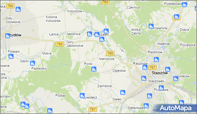 mapa Niemścice, Niemścice na mapie Targeo