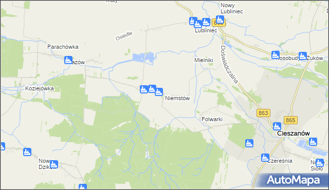 mapa Niemstów gmina Cieszanów, Niemstów gmina Cieszanów na mapie Targeo