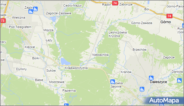 mapa Niestachów gmina Daleszyce, Niestachów gmina Daleszyce na mapie Targeo