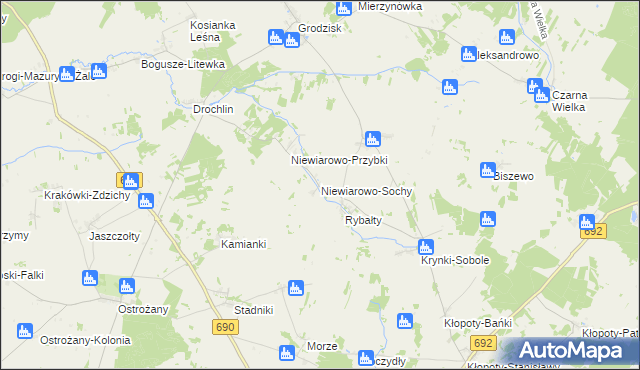mapa Niewiarowo-Sochy, Niewiarowo-Sochy na mapie Targeo