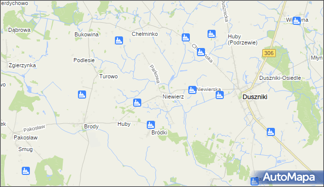 mapa Niewierz gmina Duszniki, Niewierz gmina Duszniki na mapie Targeo