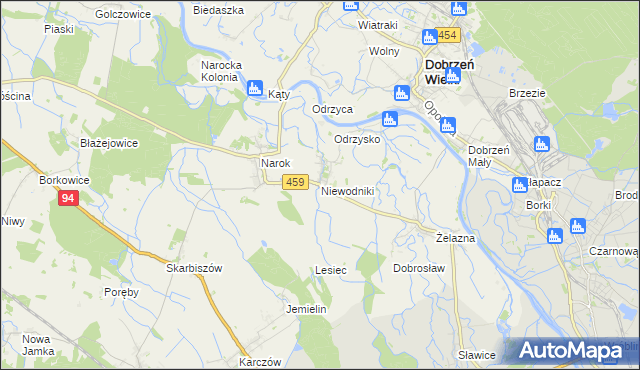 mapa Niewodniki, Niewodniki na mapie Targeo