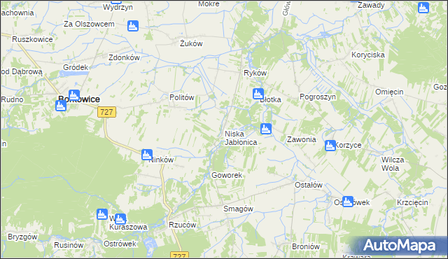 mapa Niska Jabłonica, Niska Jabłonica na mapie Targeo