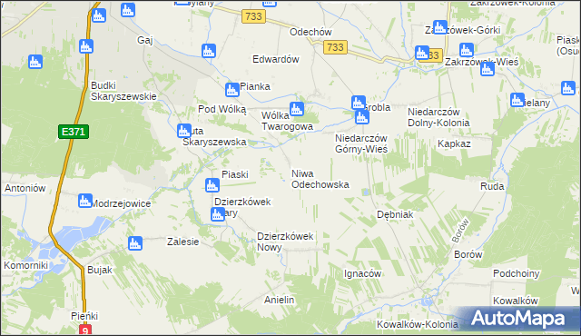 mapa Niwa Odechowska, Niwa Odechowska na mapie Targeo