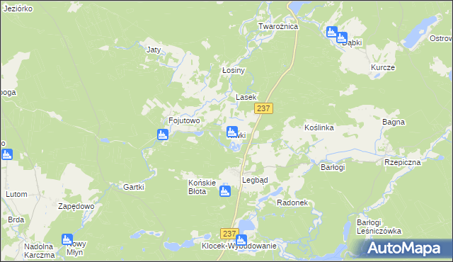 mapa Niwki gmina Tuchola, Niwki gmina Tuchola na mapie Targeo