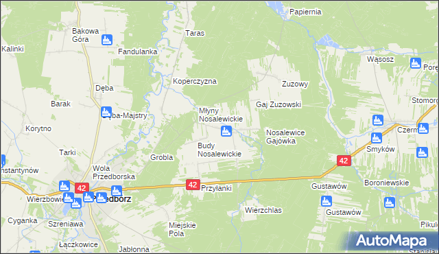 mapa Nosalewice, Nosalewice na mapie Targeo