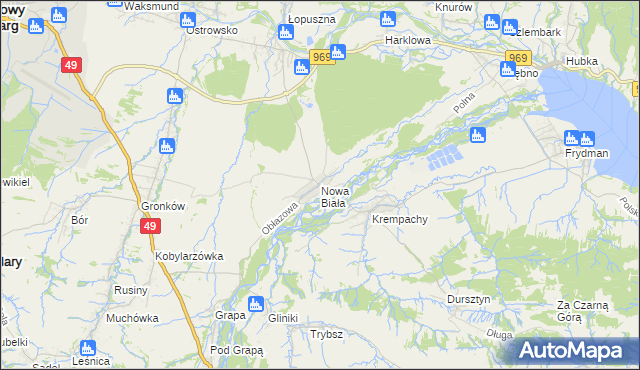 mapa Nowa Biała gmina Nowy Targ, Nowa Biała gmina Nowy Targ na mapie Targeo