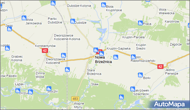 mapa Nowa Brzeźnica, Nowa Brzeźnica na mapie Targeo
