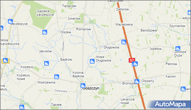 mapa Nowa Długowola, Nowa Długowola na mapie Targeo