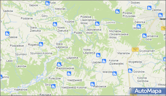 mapa Nowa Łagowica, Nowa Łagowica na mapie Targeo