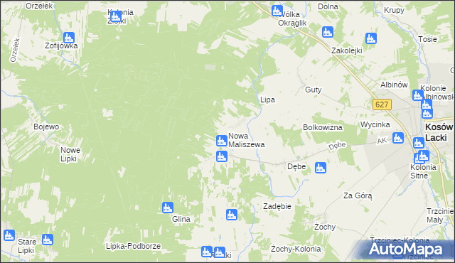 mapa Nowa Maliszewa, Nowa Maliszewa na mapie Targeo