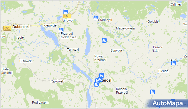 mapa Nowa Przerośl, Nowa Przerośl na mapie Targeo