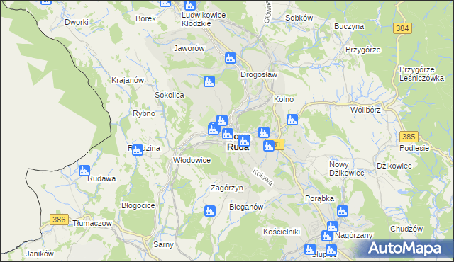 mapa Nowa Ruda powiat kłodzki, Nowa Ruda powiat kłodzki na mapie Targeo