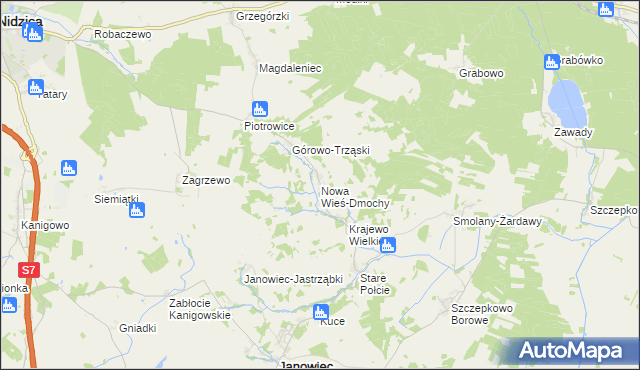 mapa Nowa Wieś-Dmochy, Nowa Wieś-Dmochy na mapie Targeo