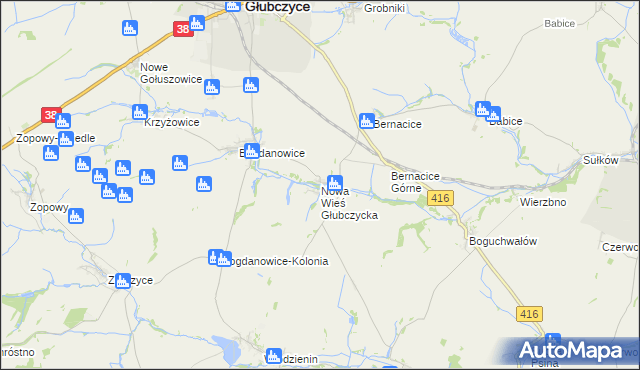 mapa Nowa Wieś Głubczycka, Nowa Wieś Głubczycka na mapie Targeo