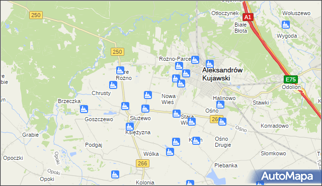mapa Nowa Wieś gmina Aleksandrów Kujawski, Nowa Wieś gmina Aleksandrów Kujawski na mapie Targeo