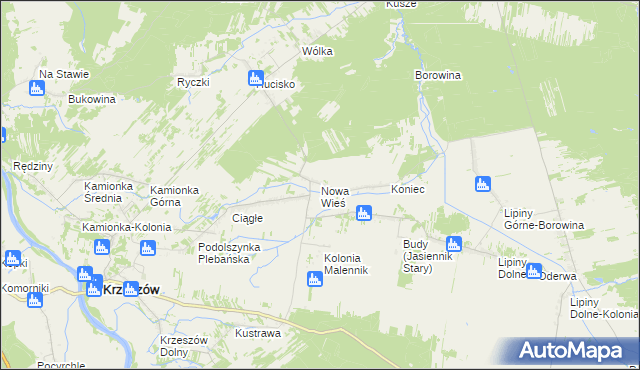 mapa Nowa Wieś gmina Harasiuki, Nowa Wieś gmina Harasiuki na mapie Targeo