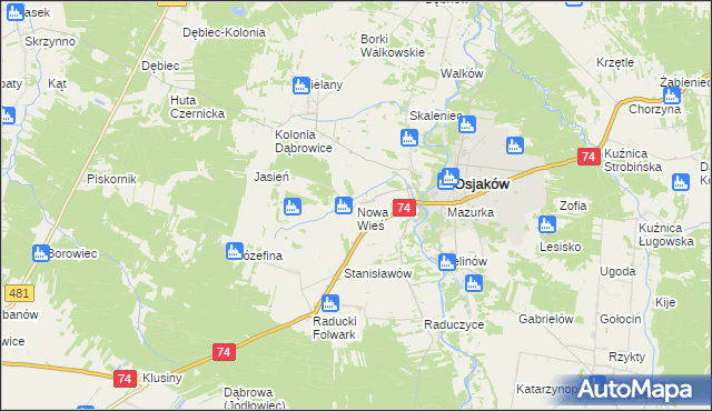 mapa Nowa Wieś gmina Osjaków, Nowa Wieś gmina Osjaków na mapie Targeo