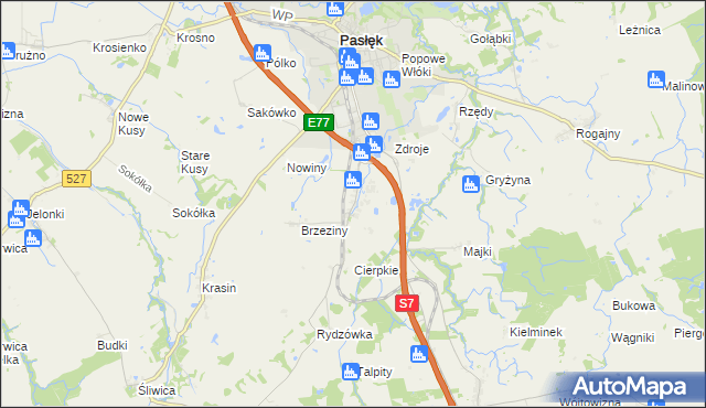 mapa Nowa Wieś gmina Pasłęk, Nowa Wieś gmina Pasłęk na mapie Targeo