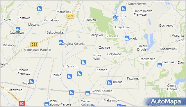 mapa Nowa Wieś gmina Słupca, Nowa Wieś gmina Słupca na mapie Targeo