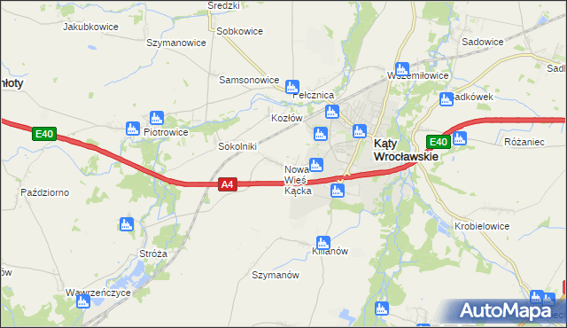mapa Nowa Wieś Kącka, Nowa Wieś Kącka na mapie Targeo