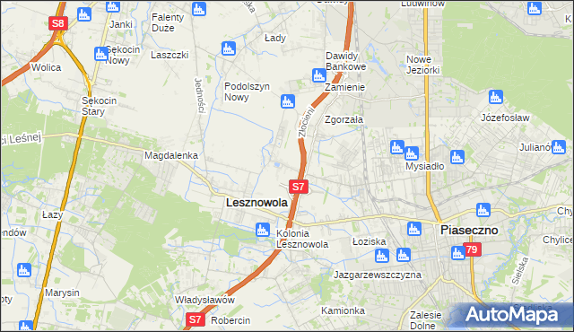 mapa Nowa Wola gmina Lesznowola, Nowa Wola gmina Lesznowola na mapie Targeo