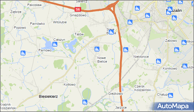 mapa Nowe Bielice, Nowe Bielice na mapie Targeo