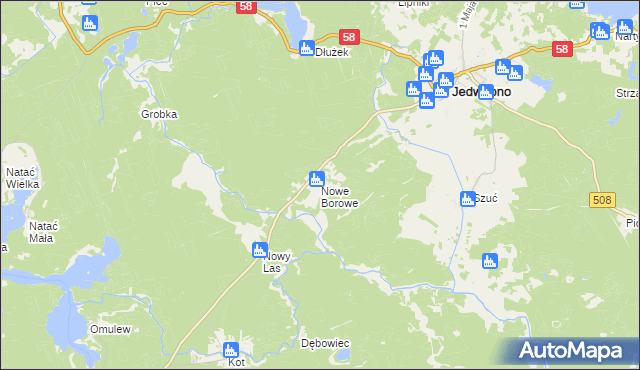 mapa Nowe Borowe, Nowe Borowe na mapie Targeo