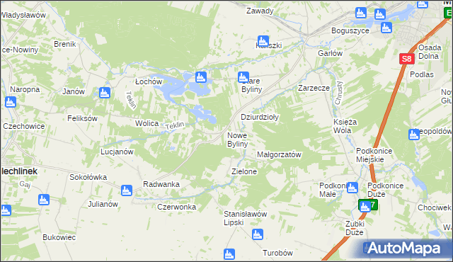 mapa Nowe Byliny, Nowe Byliny na mapie Targeo