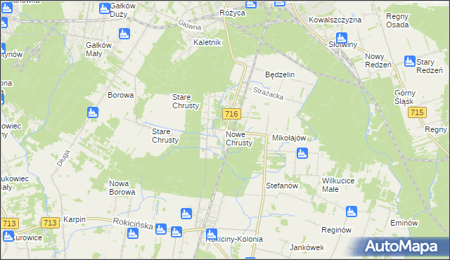 mapa Nowe Chrusty, Nowe Chrusty na mapie Targeo