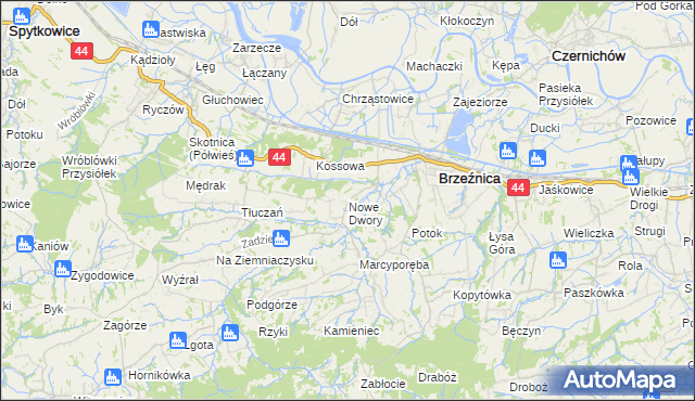 mapa Nowe Dwory gmina Brzeźnica, Nowe Dwory gmina Brzeźnica na mapie Targeo