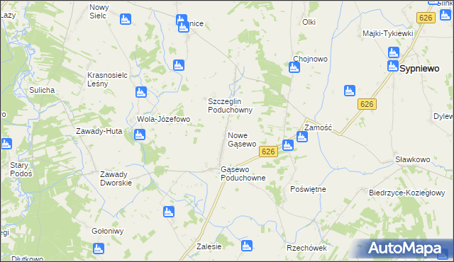 mapa Nowe Gąsewo, Nowe Gąsewo na mapie Targeo
