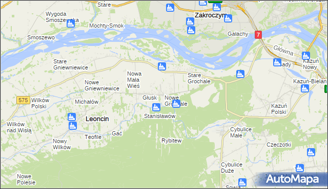 mapa Nowe Grochale, Nowe Grochale na mapie Targeo