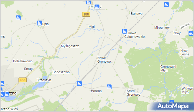 mapa Nowe Gronowo, Nowe Gronowo na mapie Targeo