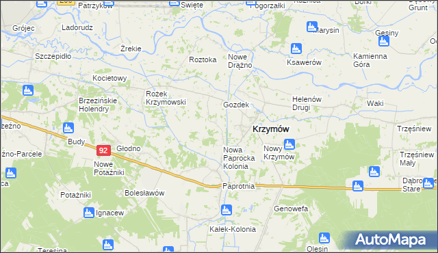 mapa Nowe Paprockie Holendry, Nowe Paprockie Holendry na mapie Targeo