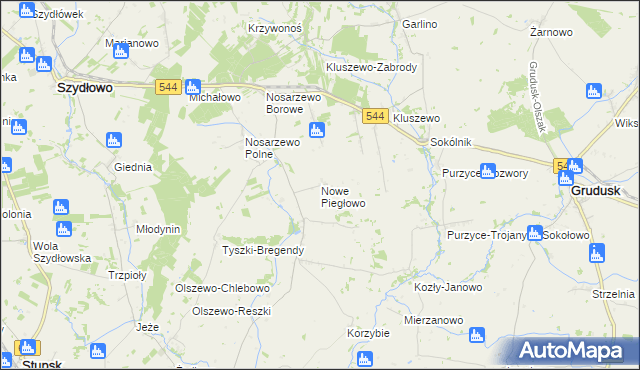 mapa Nowe Piegłowo, Nowe Piegłowo na mapie Targeo