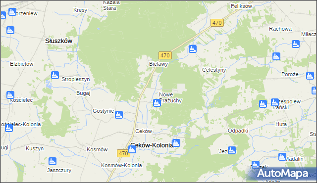 mapa Nowe Prażuchy, Nowe Prażuchy na mapie Targeo