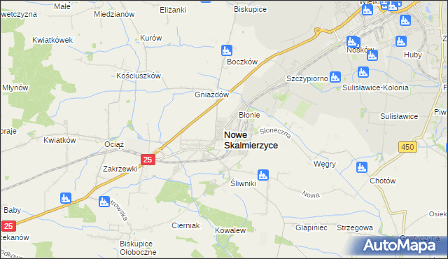 mapa Nowe Skalmierzyce, Nowe Skalmierzyce na mapie Targeo